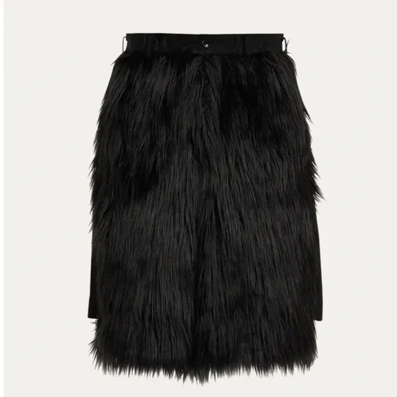 Comme des Garçons Homme Plus Black AW23 Faux-Fur & Tweed Shorts Designer - Picture 4 of 13